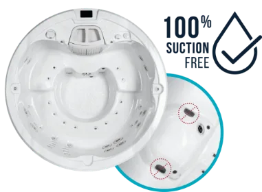 100% suction-free spa with hydrotherapy jets and modern circular design